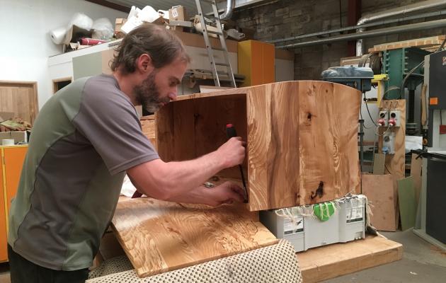 Daniel working on heirloom boxes