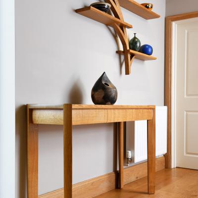 3 shelf Sylvestris, shown with Redgr (3 drawer) console table