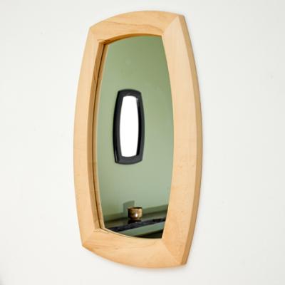 mirror and shelf in ash with bog-oak mirror in reflection.
