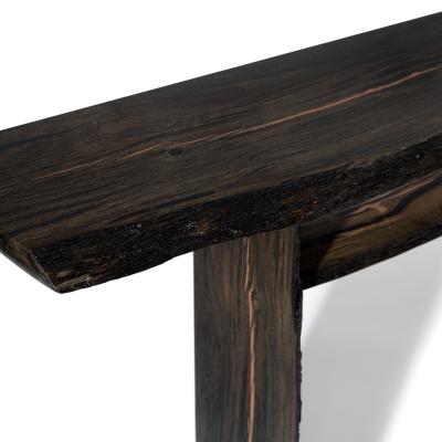 Bog oak console table  from the Penton log - using copper infill