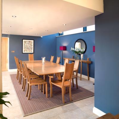 Oak dining table with 'Blagr' chairs